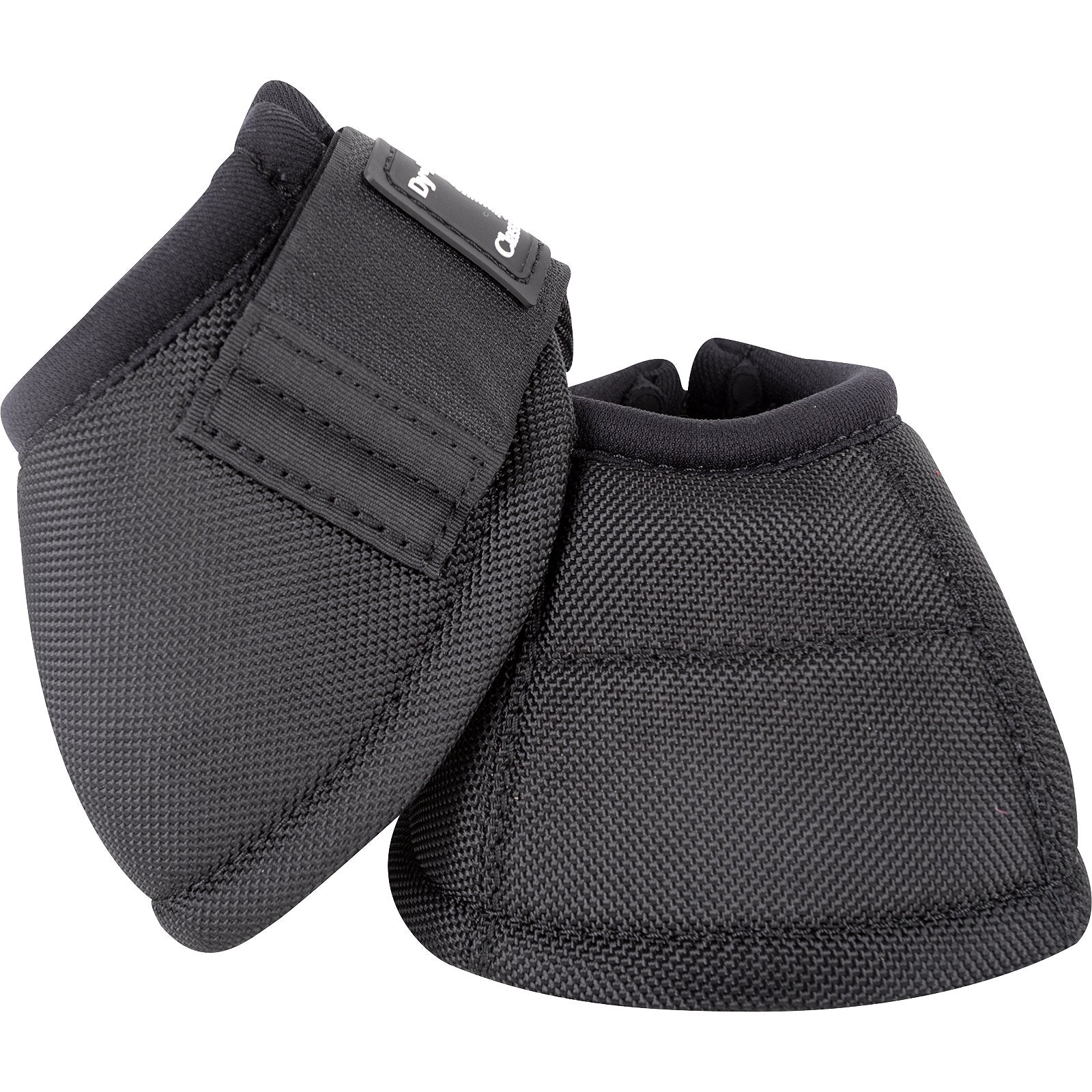 Cloche No-Turn Dyno noire pour chevaux, fabriquée par Equibrand, en plastique durable, avec design ergonomique.