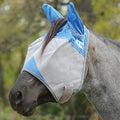 Masque anti-mouches Crusader Standard avec oreilles pour cheval, en tissu léger, blanc avec ouverture pour les oreilles.