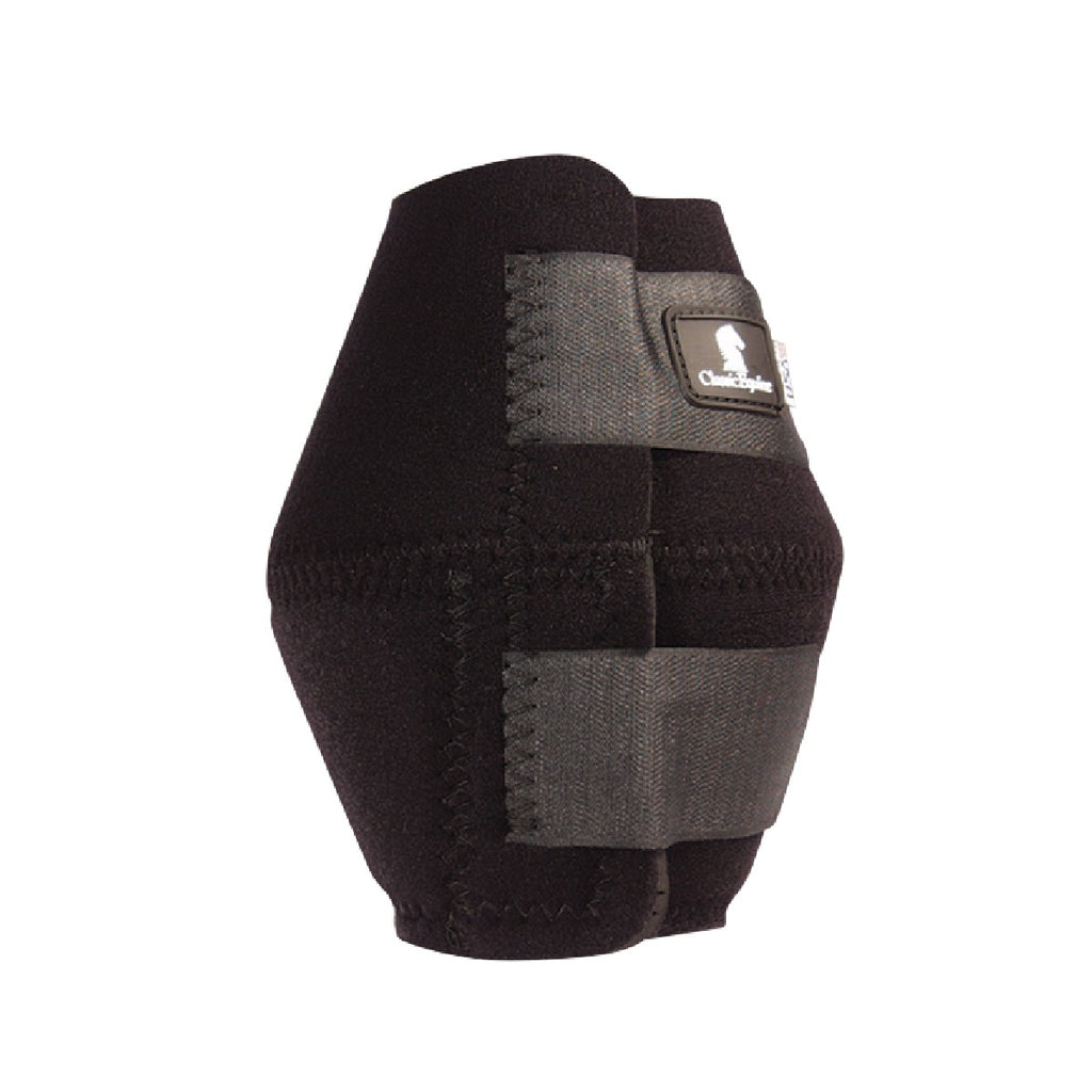 Genouillère noire Classic Equine de la marque Equibrand, protection solide pour le sport équestre, vue de face.