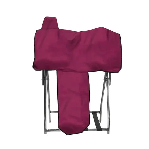 Housse de protection bourgogne pour selle western ES Sellerie Western, tissu résistant avec coutures solides.