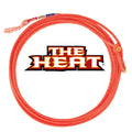 Lasso The Heat pour tête de 30 pieds, accessoire de monte équitation, fabriqué par Equibrand, enroulé sur une surface.