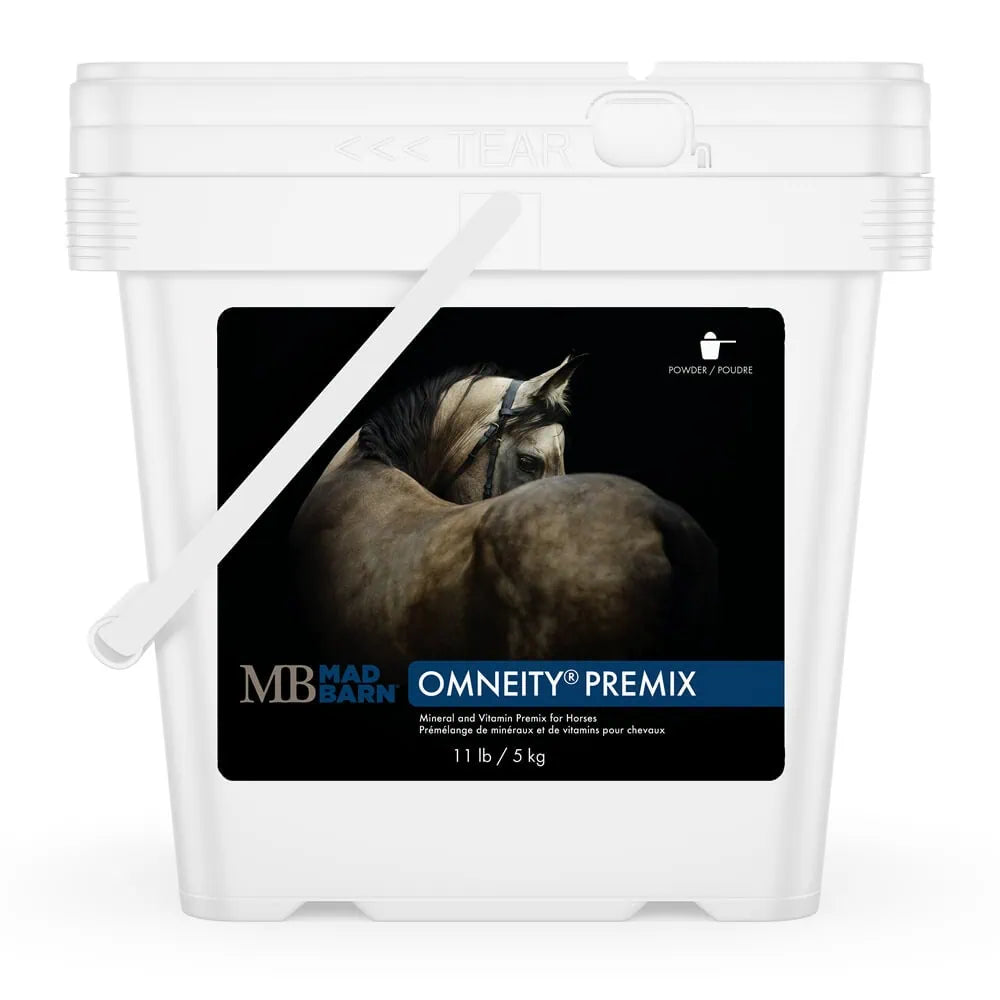 Supplément d'équitation Omneity® Premix 5kg de Madbarn, soins pour chevaux avec vitamines et minéraux.