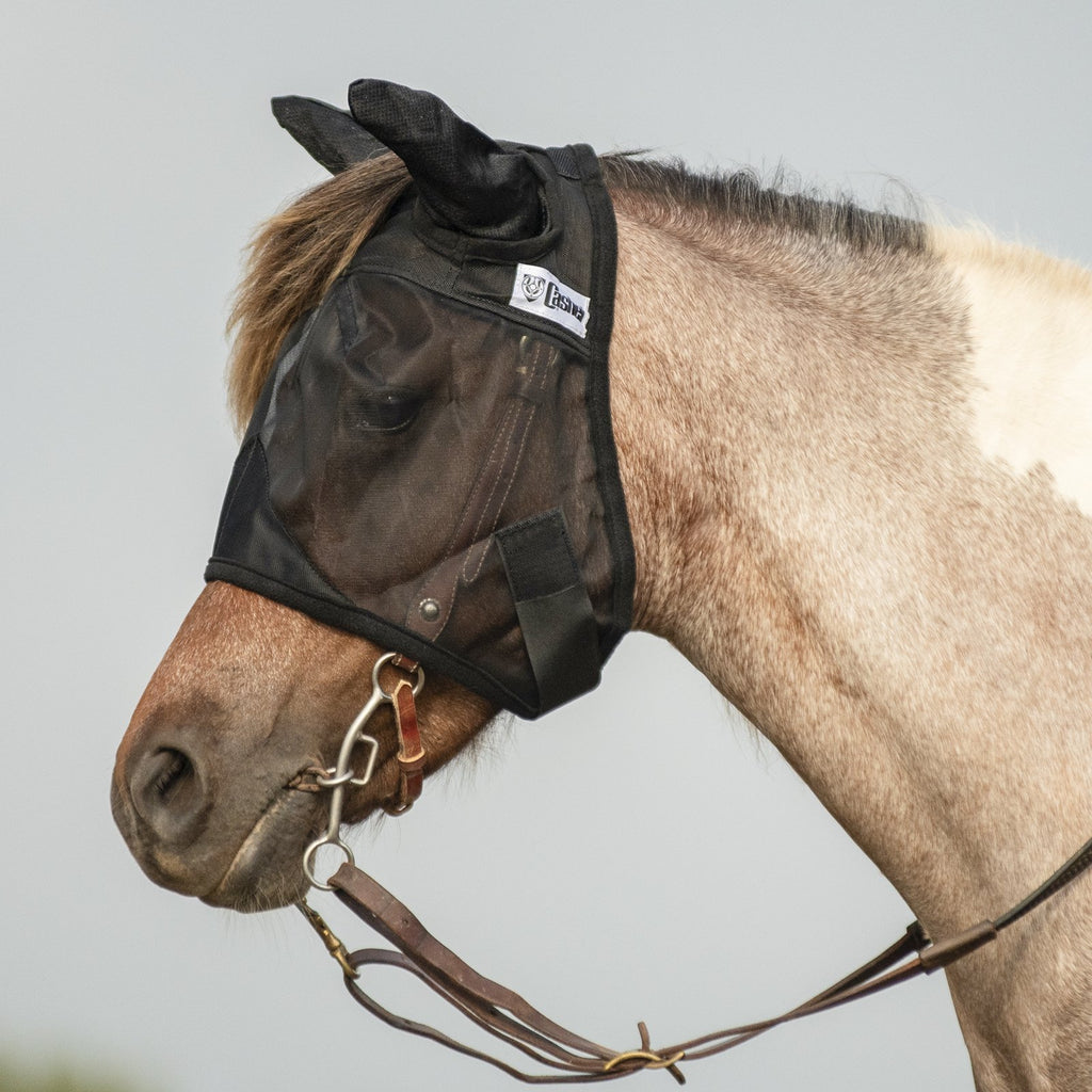 Masque Quiet Ride pour oreilles standard, accessoire Equibrand, montrant le masque en tissu noir pour protection auditive